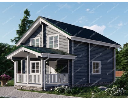 Дом с верандой из бруса ЛАСТОЧКА