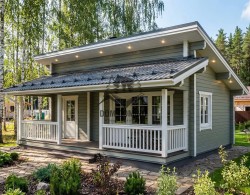 Дачный дом из бруса с верандой ОРЛЕНОК