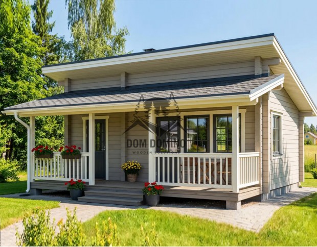 Дачный дом из бруса с верандой ОРЛЕНОК